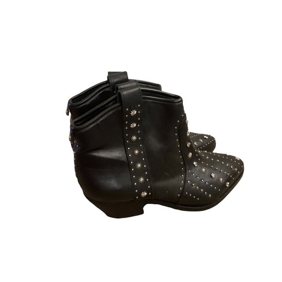Sam Edelman Booties Womens Size 6W Black Studded Western Biker - Picture 3 of 7